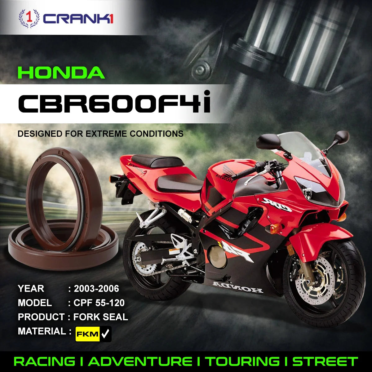 Crank1 Fork Oil Seals Pair For Honda CBR600F4i (2003-2006) - CPF55-120