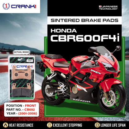 Crank1 Sintered Brake Pads For Honda CBR600F4i (2001-2006) - Front - CB692