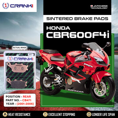 Crank1 Sintered Brake Pads For Honda CBR600F4i (2001-2006) - Rear - CB471