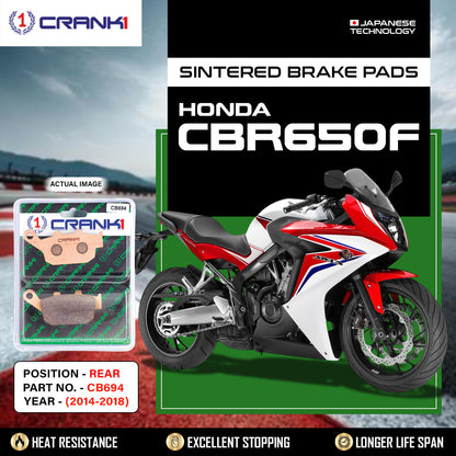 Crank1 Sintered Brake Pads For Honda CBR650F (2014-2018) - Rear - CB694