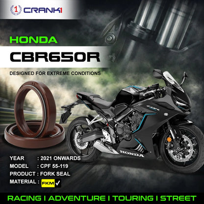 Crank1 Fork Oil Seals Pair For Honda CBR650R (2021 Onwards) - CPF55-119