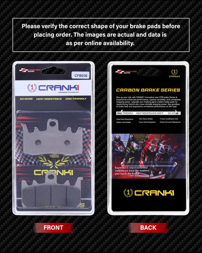 Crank1 Carbon Brake Pads For Ducati Scrambler Full Throttle 800 (2023 Onwards) - Front - CFB036 - 2 Sets