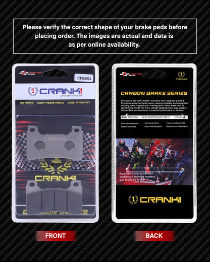 Crank1 Carbon Brake Pads For Honda CBR 1000RR Abs Fireblade (2014-2016) - Front - CFB093 - 2 Sets