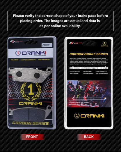 Crank1 Carbon Brake Pads For Triumph Bonneville T120 (2016 Onwards) - Front - CFB691
