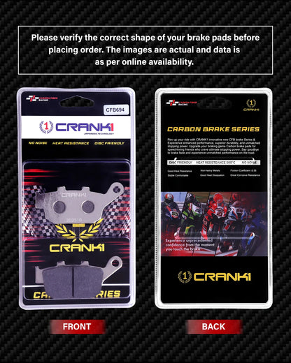 Crank1 Carbon Brake Pads For Honda CBR650R (2019-2020) - Rear - CFB694