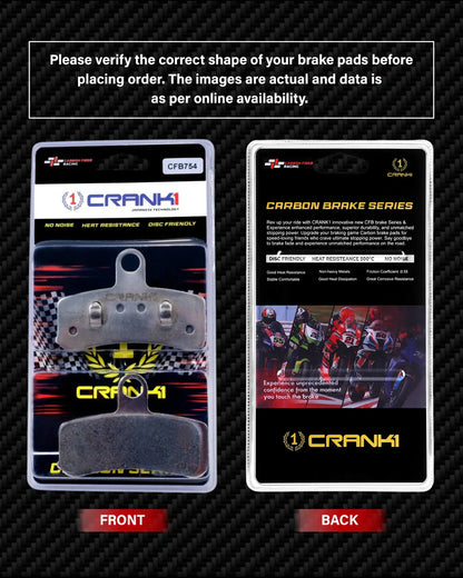 Crank1 Carbon Brake Pads For Harley Davidson Dyna Super Glide Custom (2008-2014) - Front - CFB754