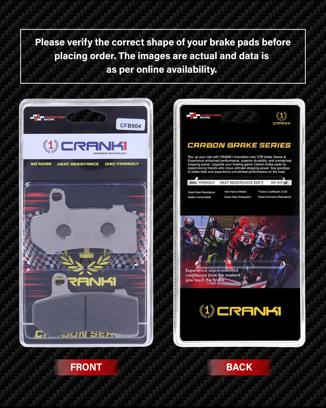 Crank1 Carbon Brake Pads For Harley Davidson Touring Street Glide Special (2015-2017) - Rear - CFB904