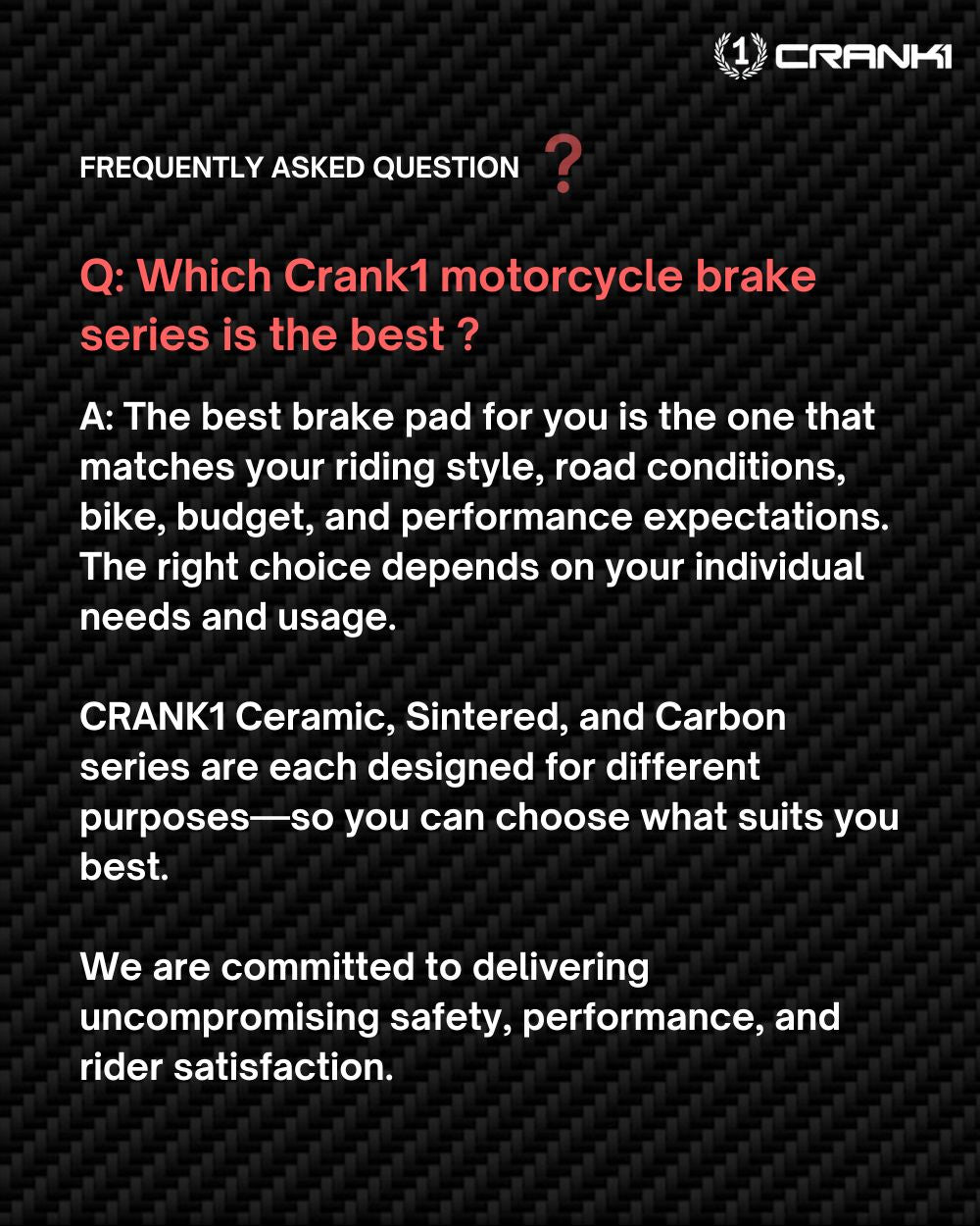 Crank1 Carbon Brake Pads For Kawasaki Ninja ZX-4R (2024) - Front - CFB973 - 2 Sets