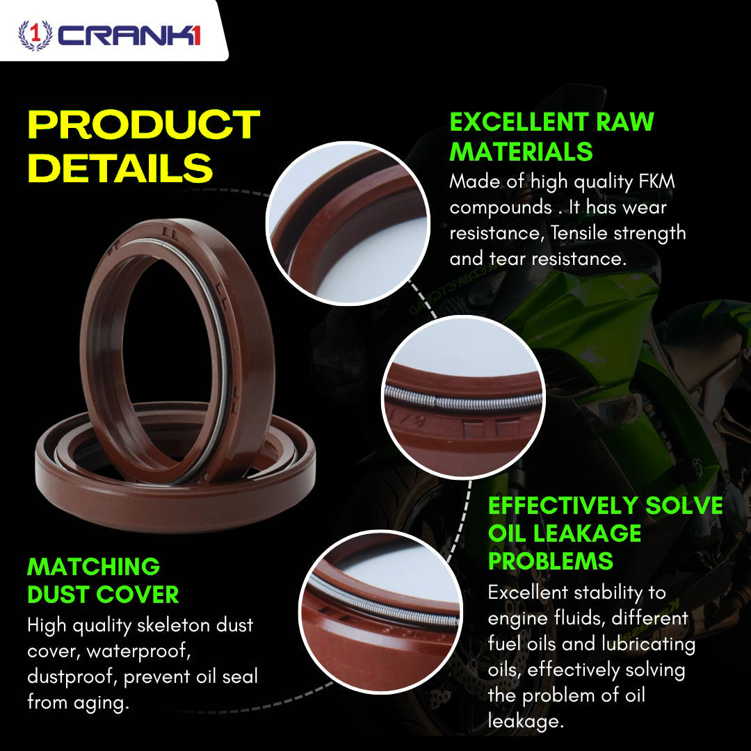 Crank1 Fork Oil Seals Pair For Kawasaki Versys 650 (2013-2021) - CPF55-119