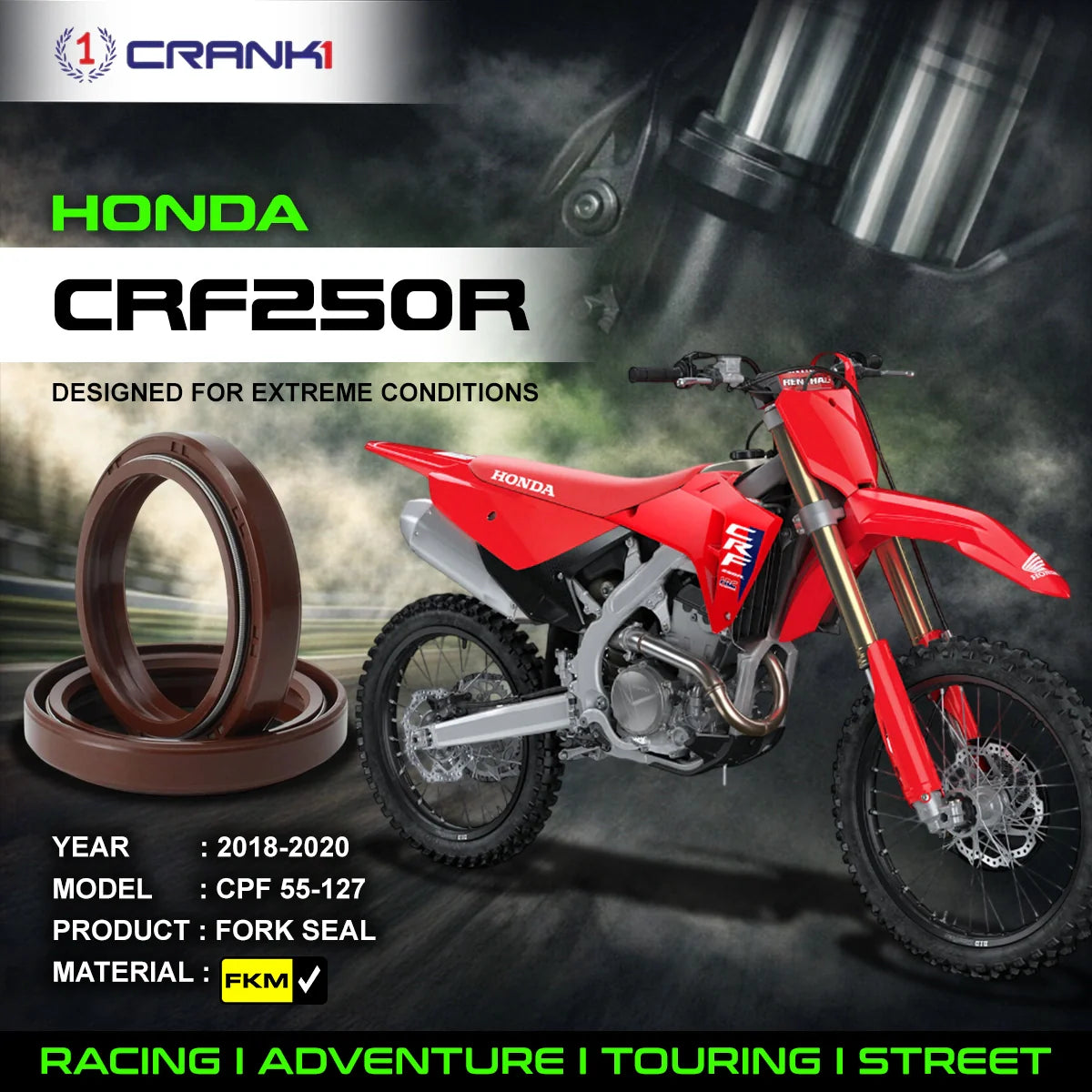 Crank1 Fork Oil Seals Pair For Honda CRF250R (2018-2020) - CPF55-127