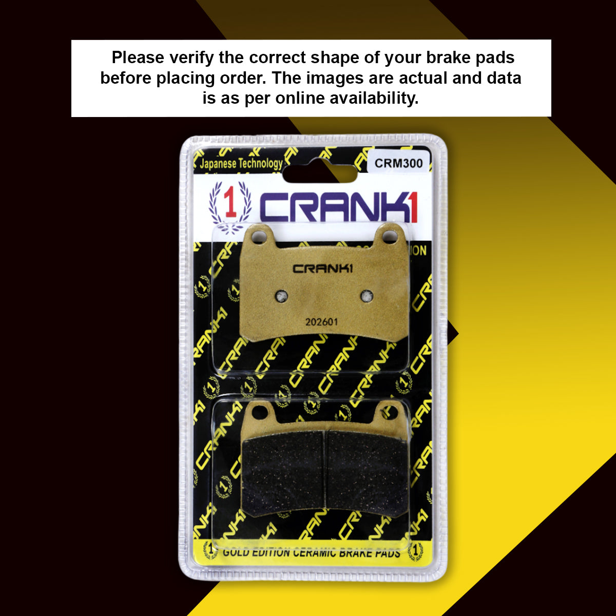 Crank1 Ceramic Brake Pads For Benelli BN 302 - Front - CRM300 - 1 Set