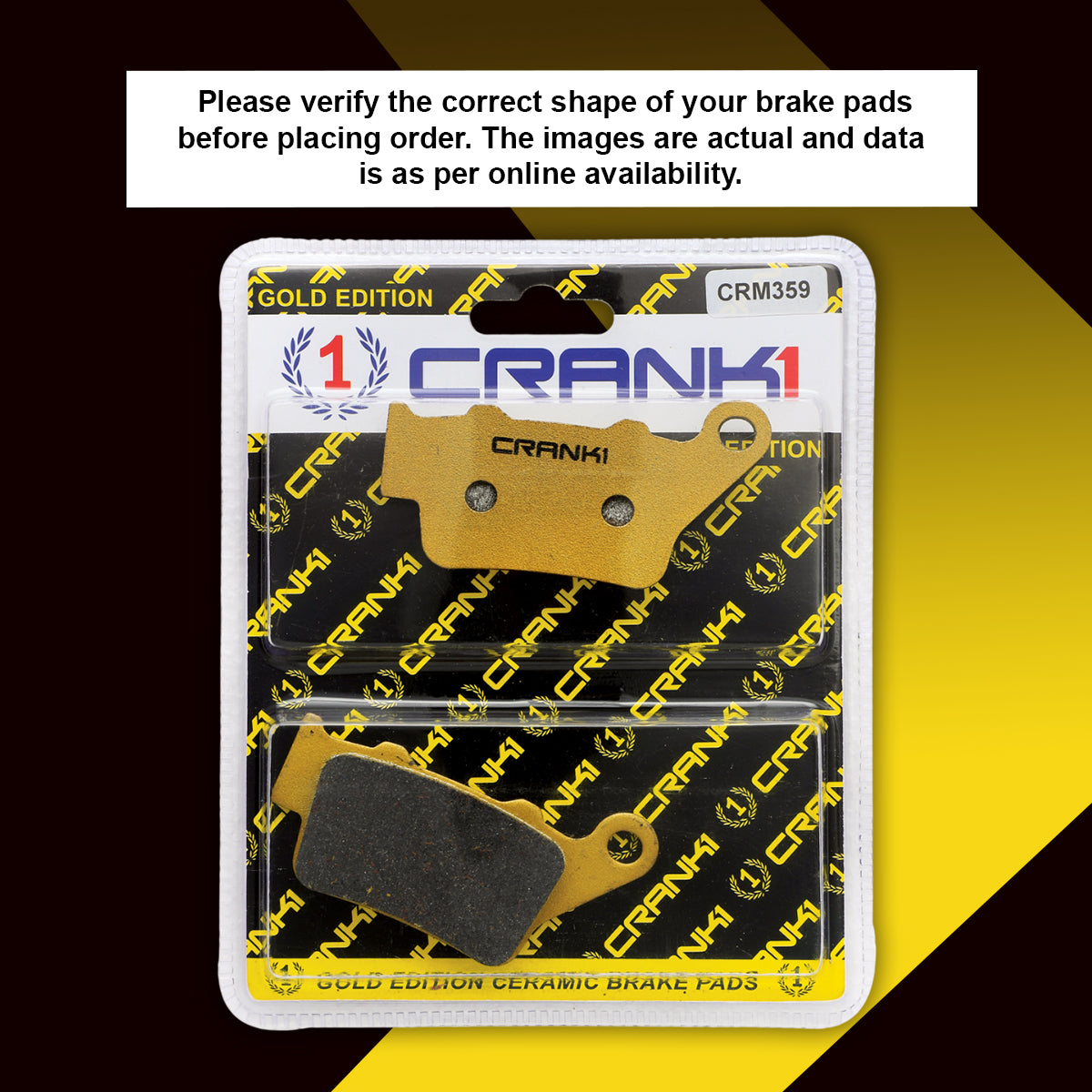 Crank1 Ceramic Brake Pads For Bajaj Pulsar RS200 (2015-2023) - Rear - CRM359 - 1 Set
