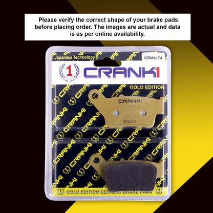 Crank1 Ceramic Brake Pads For Bajaj Pulsar NS200 (2024-2025) - Rear - CRM4174 - 1 Set