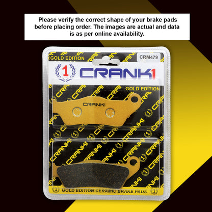 Crank1 Ceramic Brake Pads For Bajaj  Pulsar AS200 BS3 + BS4 - Front - CRM479 - 1 Set