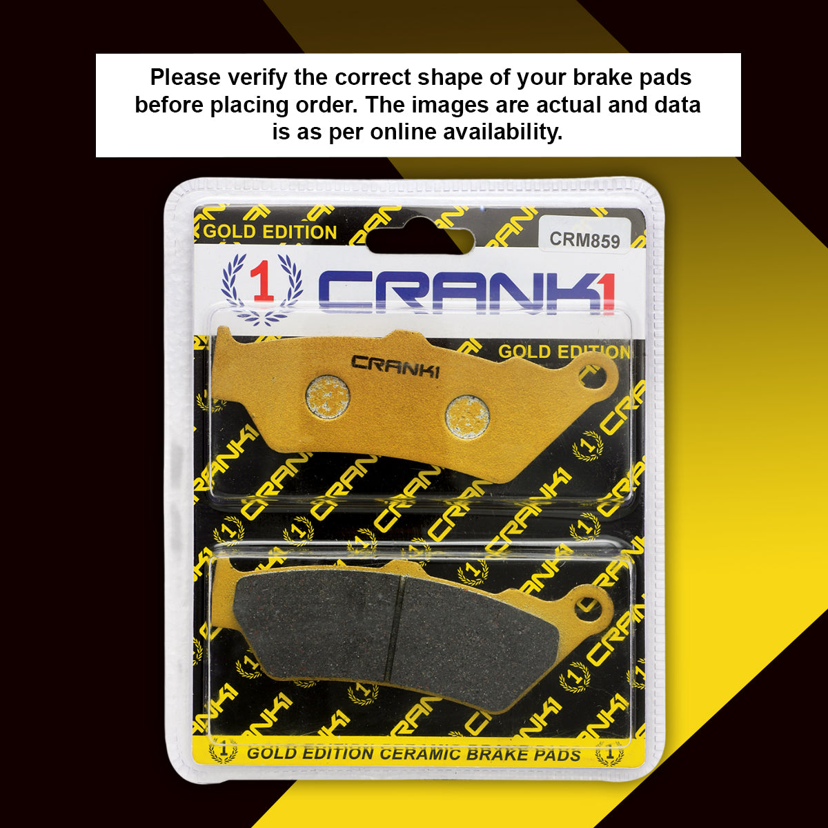 Crank1 Ceramic Brake Pads For Yezdi Adventure (2022-2025) - Front - CRM859 - 1 Set