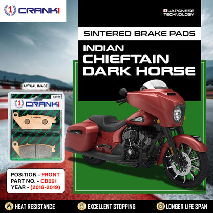 Crank1 Sintered Brake Pads For Indian Chieftain Dark Horse (2018-2019) - Front - CB691
