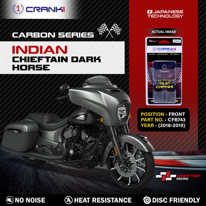 Crank1 Carbon Brake Pads For Indian Chieftain Dark Horse (2018-2019) - Front - CFB743 - 2 Sets