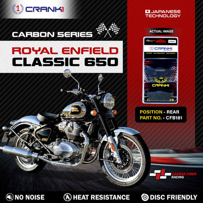 Crank1 Carbon Brake Pads For Royal Enfield Classic 650 - Rear - CFB181