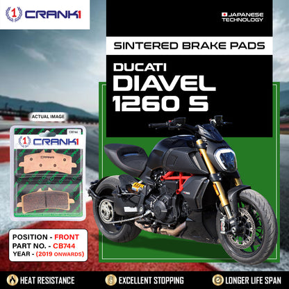 Crank1 Sintered Brake Pads For Ducati Diavel 1260 S (2019 Onwards) - Front - CB744 - 2 Sets