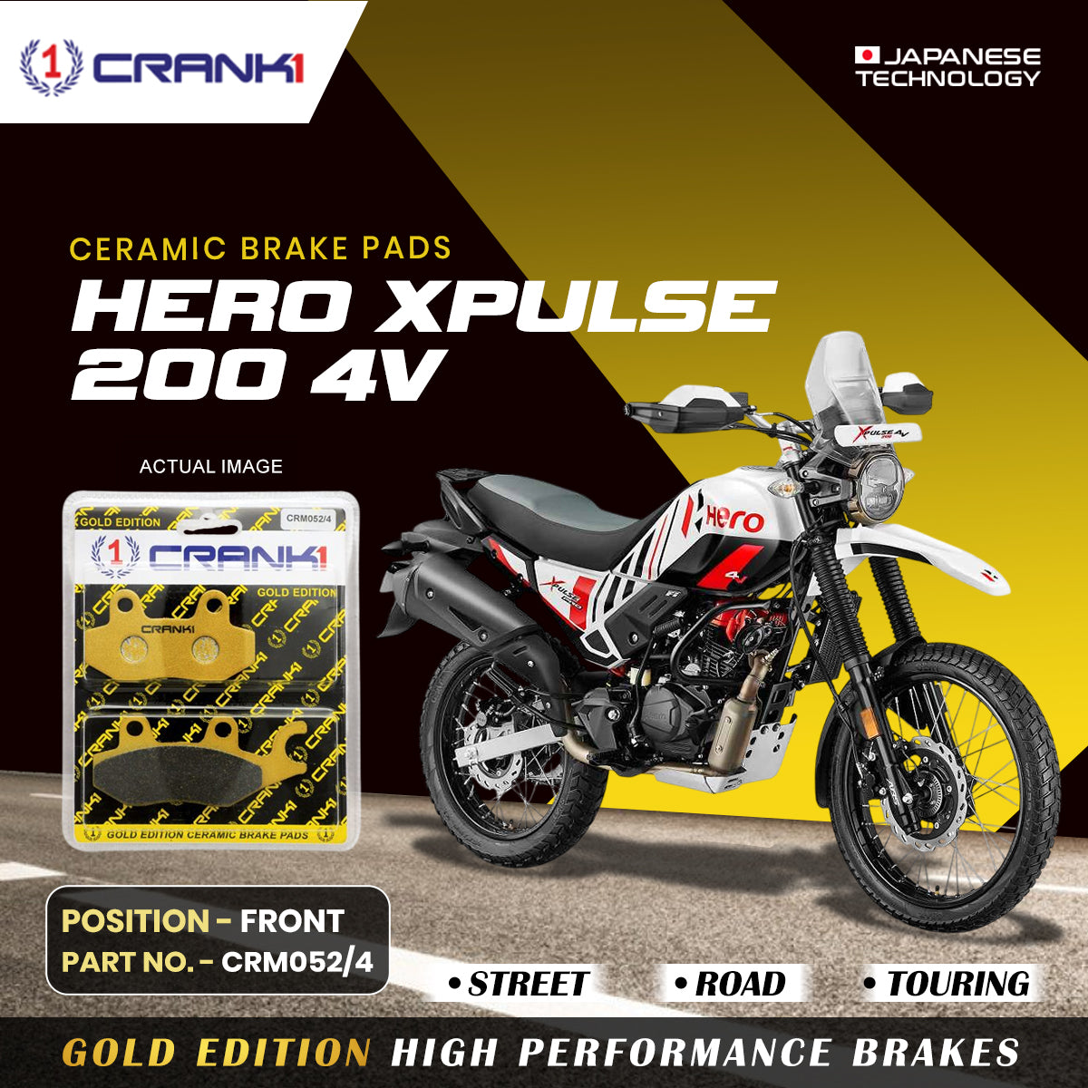 Crank1 Ceramic Brake Pads For Hero Xpulse 200 4V - Front - CRM052/4