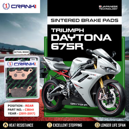Crank1 Sintered Brake Pads For Triumph Daytona 675R (2011-2017) - Rear - CB041