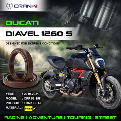 Crank1 Fork Oil Seals Pair For Ducati Diavel 1260 S (2019-2021) - CPF55-158