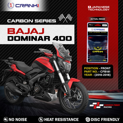 Crank1 Carbon Brake Pads For Bajaj Dominar 400 (2016-2018) - Front - CFB181
