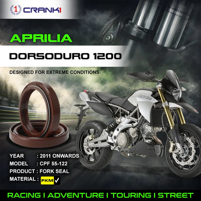 Crank1 Fork Oil Seals Pair For Aprilia Dorsoduro 1200 (2011 Onwards) - CPF55-122