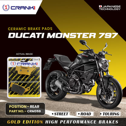 Crank1 Ceramic Brake Pads For Duacti Monster 797 - Rear - CRM359