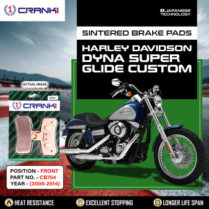 Crank1 Sintered Brake Pads For Harley Davidson Dyna Super Glide Customs (2008-2014) - Front - CB754