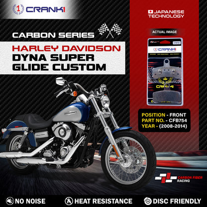 Crank1 Carbon Brake Pads For Harley Davidson Dyna Super Glide Custom (2008-2014) - Front - CFB754