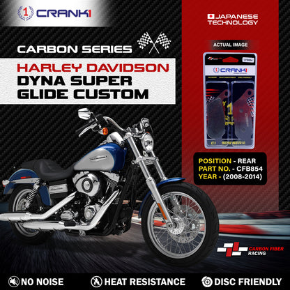 Crank1 Carbon Brake Pads For Harley Davidson Dyna Super Glide Custom (2008-2014) - Rear - CFB854
