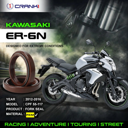 Crank1 Fork Oil Seals Pair For Kawasaki ER-6n (2012-2016) - CPF55-117