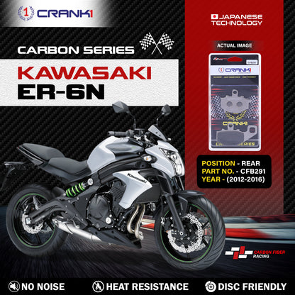 Crank1 Carbon Brake Pads For Kawasaki ER-6n (2012-2016) - Rear - CFB291