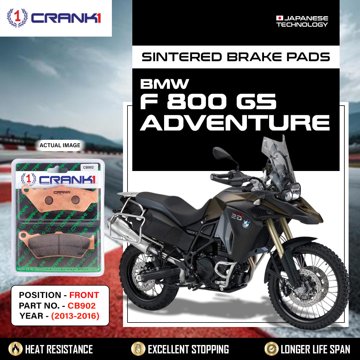Crank1 Sintered Brake Pads For BMW F 800 GS Adventure (2013-2016) - Front - CB902