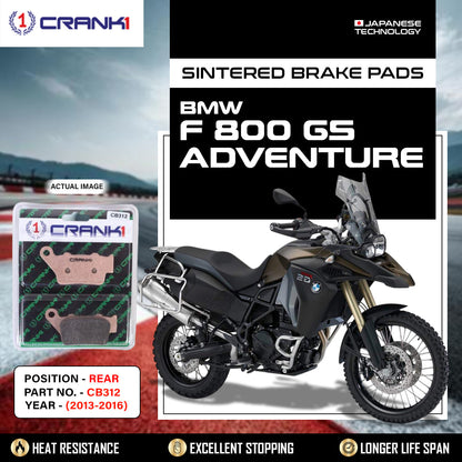 Crank1 Sintered Brake Pads For BMW  F 800 GS Adventure (2013-2016) - Rear - CB312