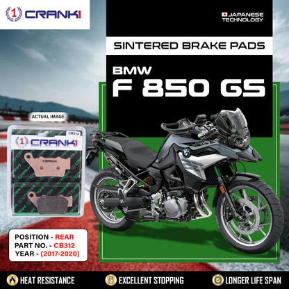 Crank1 Sintered Brake Pads For BMW F 850 GS (2017-2020) - Rear - CB312