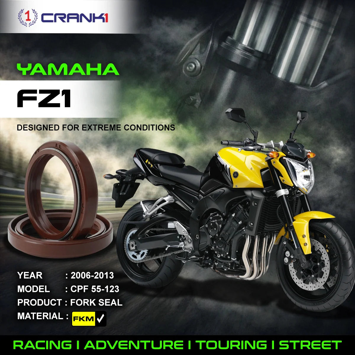 Crank1 Fork Oil Seals Pair For Yamaha FZ1 (2006-2013) - CPF55-123