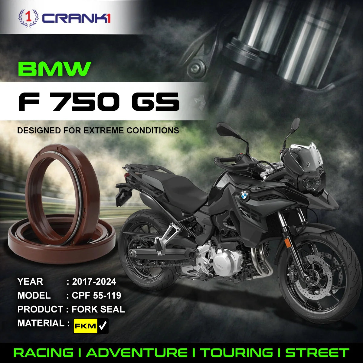 Crank1 Fork Oil Seals Pair For BMW F 750 GS (2017-2024) - CPF55-119