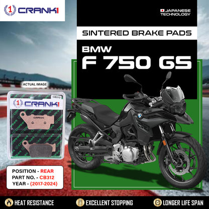 Crank1 Sintered Brake Pads For BMW F 750 GS (2017-2024) - Rear - CB312