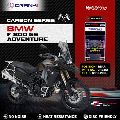 Crank1 Carbon Brake Pads For BMW F 800 GS Adventure (2013-2016) - Rear - CFB312