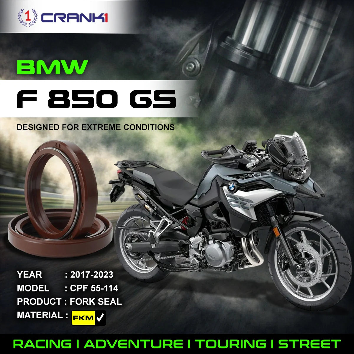 Crank1 Fork Oil Seals Pair For BMW F 850 GS (2017-2023) - CPF55-114