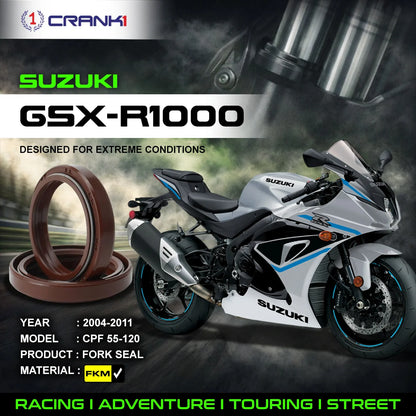Crank1 Fork Oil Seals Pair For Suzuki GSX-R1000 (2004-2011) - CPF55-120