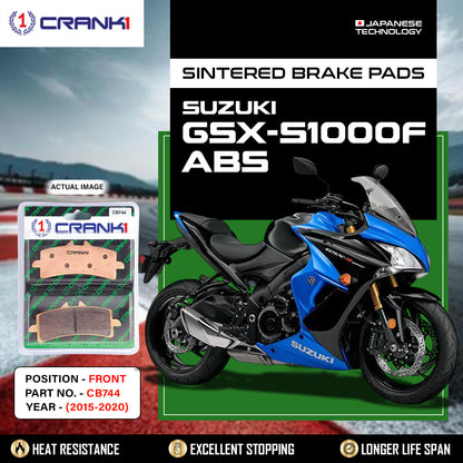 Crank1 Sintered Brake Pads For Suzuki GSX-S1000F ABS (2015-2020) - Front - CB744 - 2 Sets