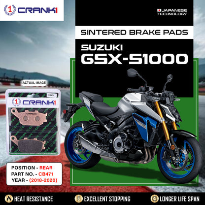 Crank1 Sintered Brake Pads For Suzuki GSX-S1000 (2018-2020) - Rear - CB471