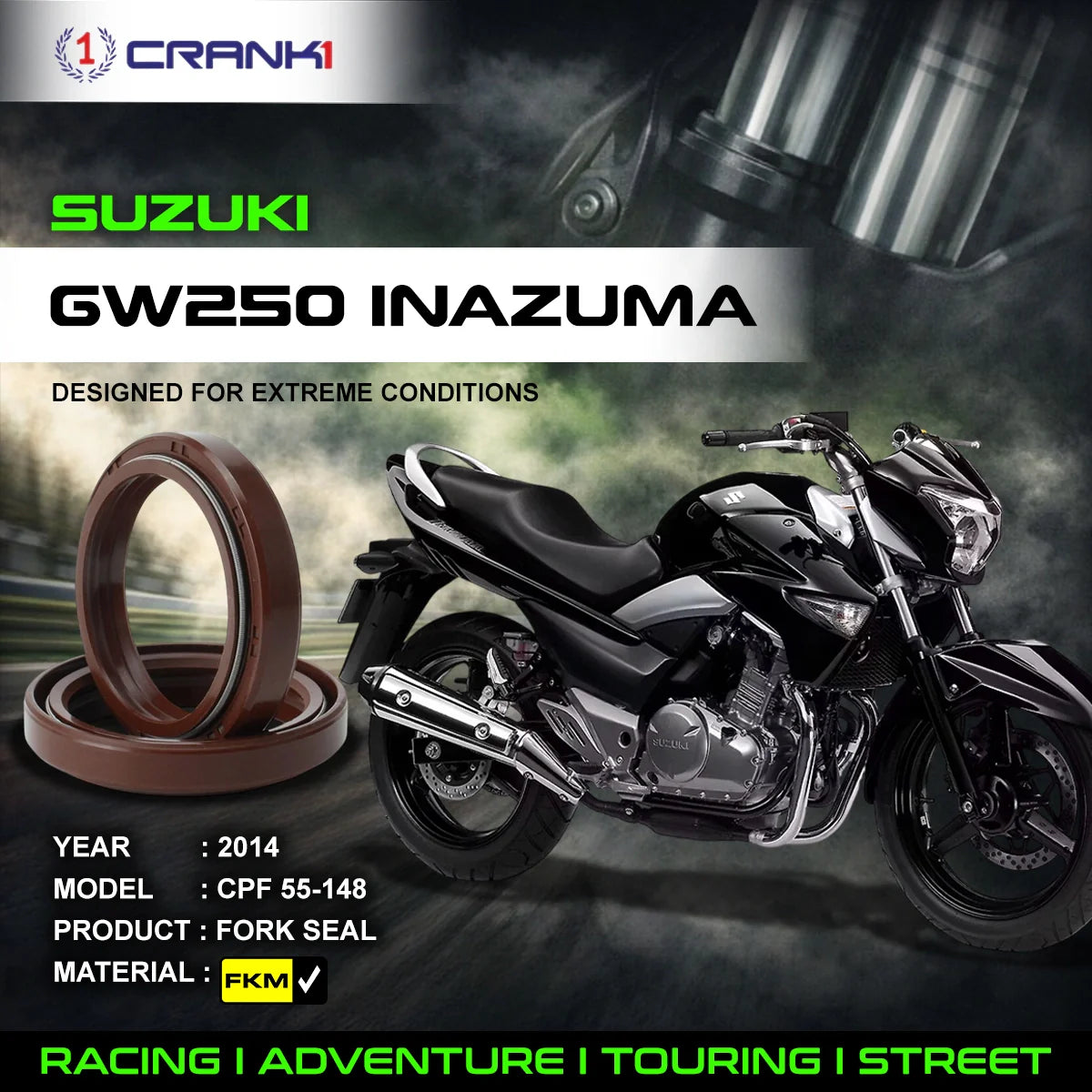 Crank1 Fork Oil Seals Pair For Suzuki GW250 Inazuma (2014) - CPF55-148
