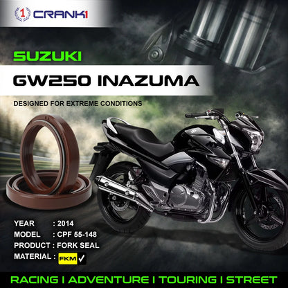 Crank1 Fork Oil Seals Pair For Suzuki GW250 Inazuma (2014) - CPF55-148