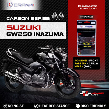 Crank1 Carbon Brake Pads For Suzuki GW250 Inazuma (2014) - Front - CFB241