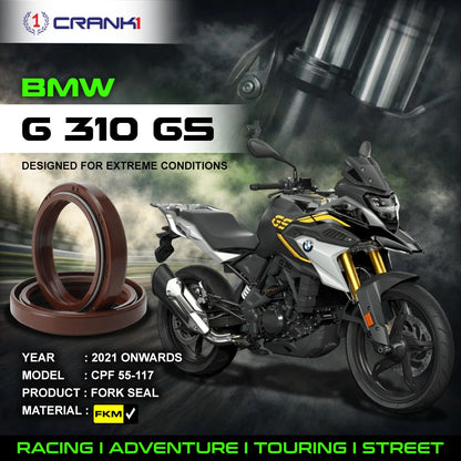 Crank1 Fork Oil Seals Pair For BMW G 310 GS (2021 Onwards) - CPF55-117