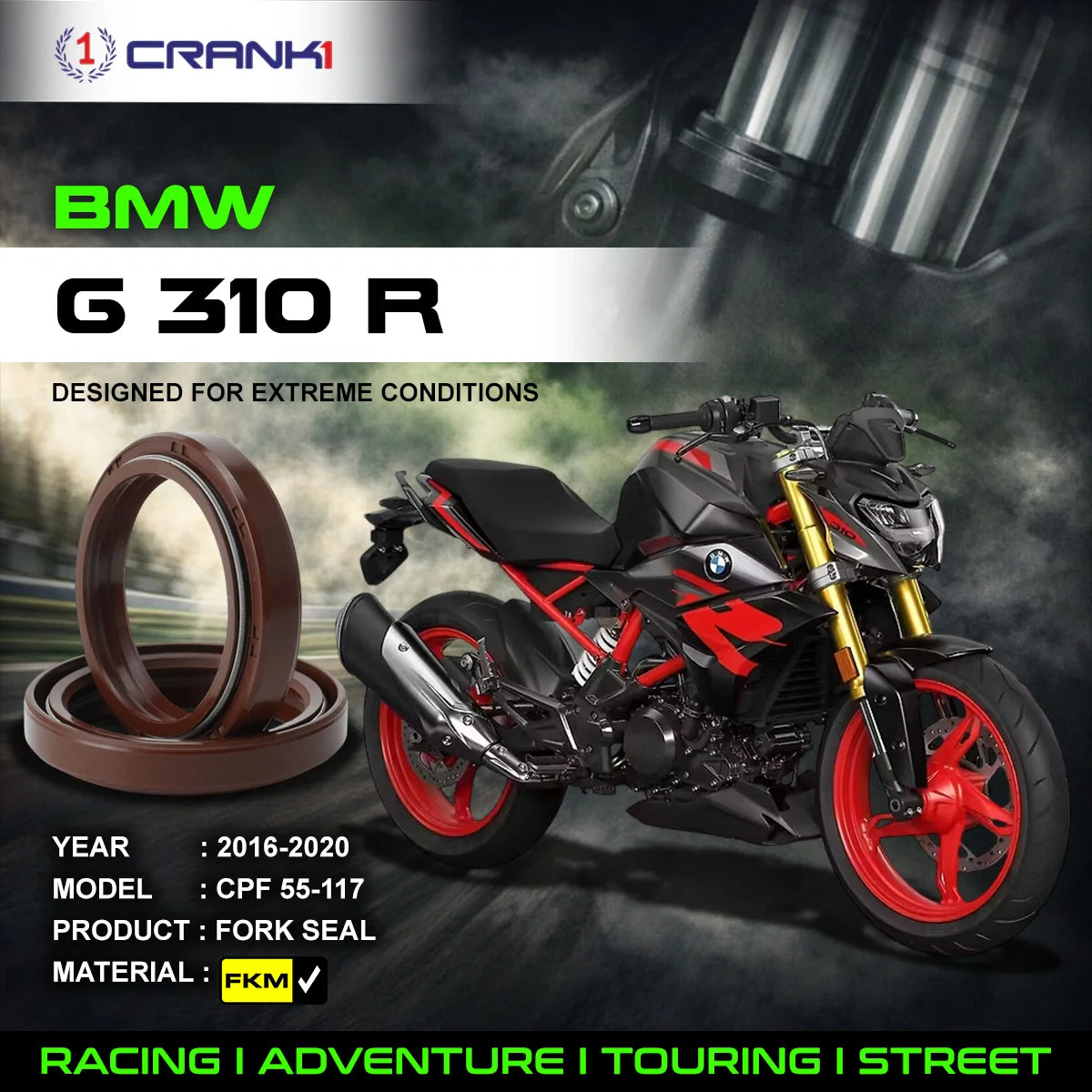 Crank1 Fork Oil Seals Pair For BMW G 310 R (2016-2020) - CPF55-117